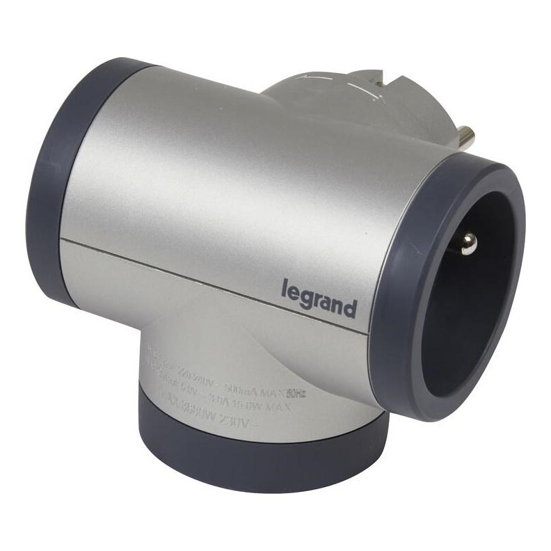 Legrand 049439 - Razdjelna utičnica rotirajuća 2U Tip E + USB-A + USB-C srebrna/crna
