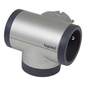 Legrand 049439 - Rotirajuća razvodna utičnica 2Z Tip E + USB-A + USB-C srebrna/crna