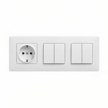 Legrand - 2x dvostruki serijski prekidač br. 5 i kućna SCHUKO utičnica s okvirom NILOE STEP 250V bijela