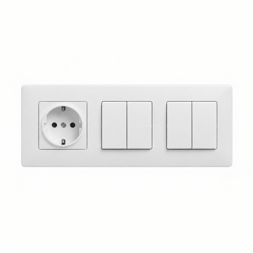 Legrand - 2x dvostruki serijski prekidač br. 5 i kućna SCHUKO utičnica s okvirom NILOE STEP 250V bijela