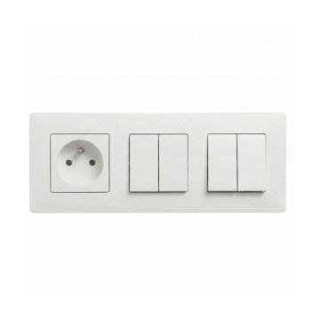 Legrand - 2x Dvostruki serijski prekidač br. 5 i kućna utičnica s okvirom NILOE STEP 250 V bijela