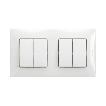 Legrand - 2x dvostruki serijski prekidač br. 5 s okvirom NILOE bijele boje