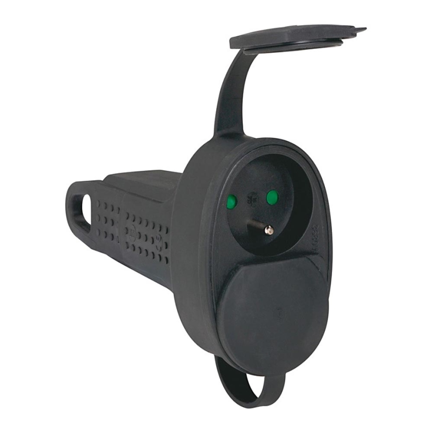Legrand 50575 - Utičnica gumena bez kabelu 250V/16A IP44  2X2P+T crna