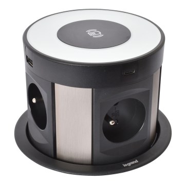 Legrand 654981 - Stup za utičnice za stolnu ploču 4x230V + 2xUSB-A + 2xUSB-C + bežično punjenje