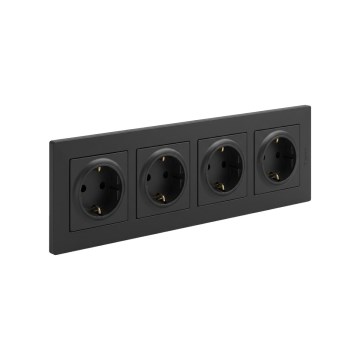 Legrand - Četverostruka kućna SCHUKO utičnica s okvirom NILOE STEP 250V crna