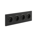 Legrand - Četverostruka kućna utičnica s okvirom NILOE STEP 250V crna