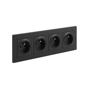 Legrand - Četverostruka kućna utičnica s okvirom NILOE STEP 250V crna