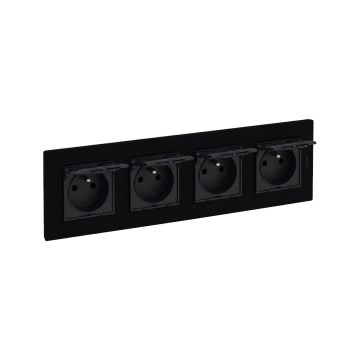 Legrand - Četverostruka vanjska kućna utičnica s okvirom NILOE STEP 250V IP44 crna