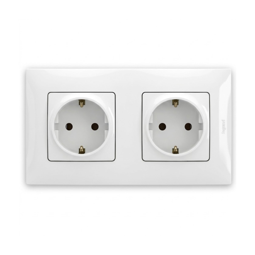 Legrand - Dvostruka kućna SCHUKO utičnica s okvirom NILOE 250V bijela