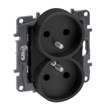 Legrand - Dvostruka kućna utičnica bez okvira 250V/16A NILOE STEP crna