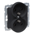 Legrand - Dvostruka kućna utičnica bez okvira 250V/16A SUNO crna