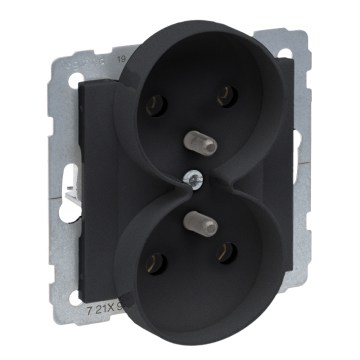 Legrand - Dvostruka kućna utičnica bez okvira 250V/16A SUNO crna