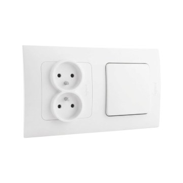 Legrand - Dvostruka kućna utičnica i jednopolni prekidač br. 1 s okvirom NILOE 250V bijela
