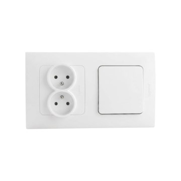 Legrand - Dvostruka kućna utičnica i jednopolni prekidač br. 1 s okvirom NILOE STEP 250 V bijela