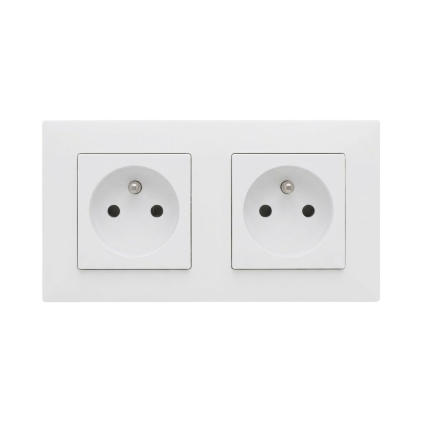 Legrand - Dvostruka kućna utičnica s okvirom NILOE STEP 250V bijela