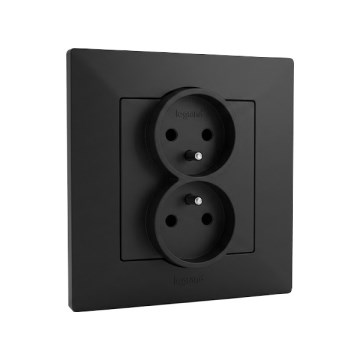 Legrand - Dvostruka kućna utičnica s okvirom NILOE STEP 250V crna