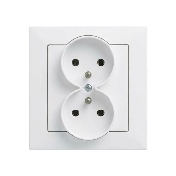 Legrand - Dvostruka kućna utičnica s okvirom SUNO 250V bijela