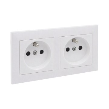 Legrand - Dvostruka kućna zidna utičnica s okvirom SUNO 250V bijela