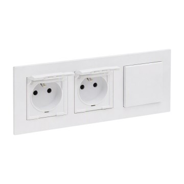 Legrand - Dvostruka vanjska kućna utičnica i jednopolni prekidač br. 1 s okvirom NILOE STEP 250V bijela