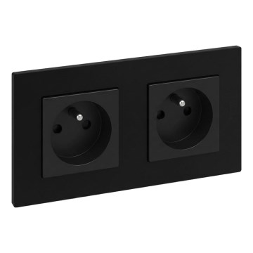 Legrand - Dvostruka zidna utičnica 250V/16A s okvirom NILOE STEP crna