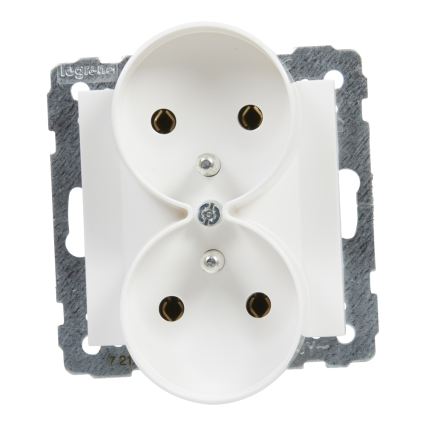 Legrand - Dvostruka zidna utičnica bez okvira 250V/16A SUNO bijela