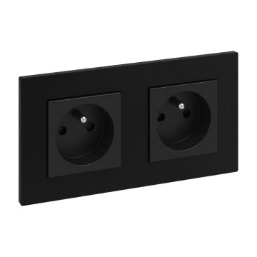 Legrand - Dvostruka zidna utičnica s okvirom NILOE STEP 250V crna