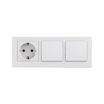 Legrand - Dvostruki jednopolni prekidač br. 1 i kućna SCHUKO utičnica s okvirom NILOE STEP 250V bijela