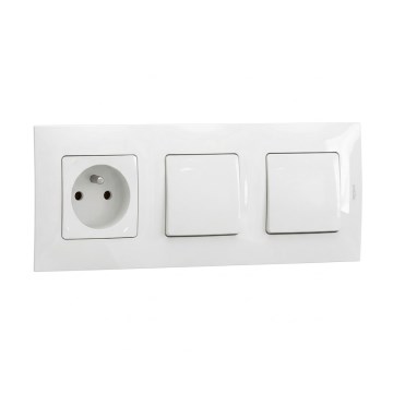 Legrand - Dvostruki jednopolni prekidač br. 1 i kućna utičnica s okvirom NILOE 250V bijela