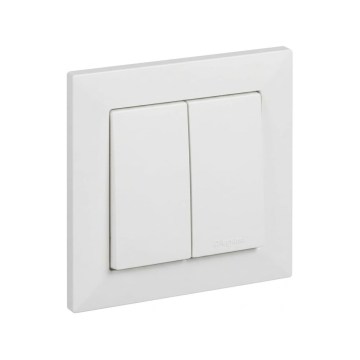 Legrand - Dvostruki prekidač br. 5 s okvirom SUNO bijeli
