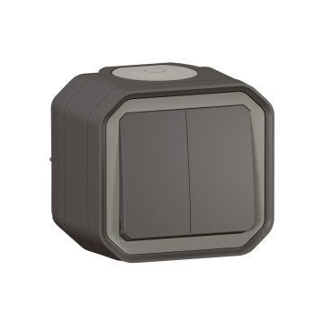 Legrand - Dvostruki prekidač za stepenište č. 6+6 PLEXO IP55 antracit