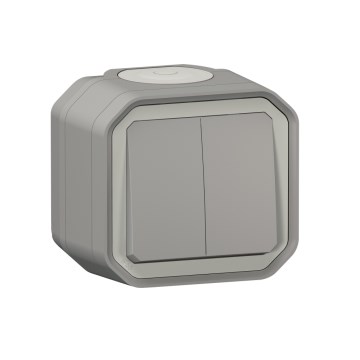 Legrand - Dvostruki stubišni prekidač br. 6+6 PLEXO IP55 siva