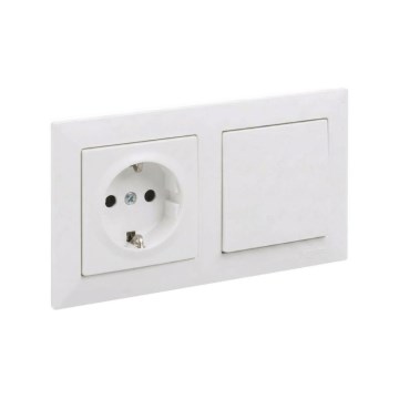 Legrand - Jednopolni prekidač br. 1 i kućna utičnica SCHUKO s okvirom SUNO 250V bijela