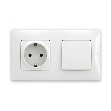 Legrand - Kućna SCHUKO utičnica i jednopolni prekidač br. 1 s okvirom NILOE 250V bijela