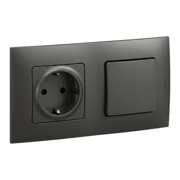 Legrand - Kućna SCHUKO utičnica i jednopolni prekidač br. 1 s okvirom NILOE 250V crna
