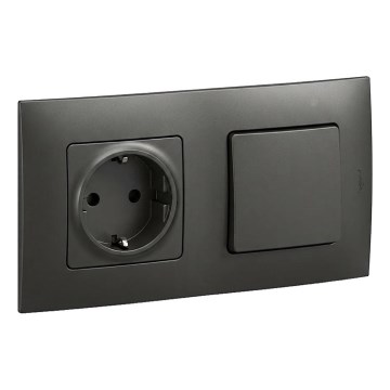 Legrand-Kućna SCHUKO utičnica i jednopolni prekidač br. 1 s okvirom NILOE crna