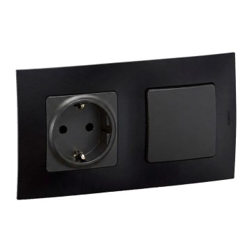 Legrand - Kućna SCHUKO utičnica i stubišni prekidač br. 6 s okvirom NILOE 250V crna