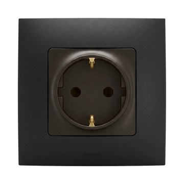 Legrand - Kućna SCHUKO utičnica s okvirom NILOE 250V crna