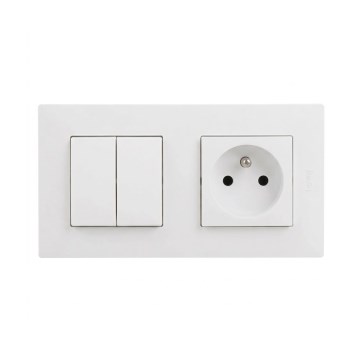 Legrand - Kućna utičnica i dvostruki serijski prekidač č. 5 s okvirom NILOE STEP 250V bijela