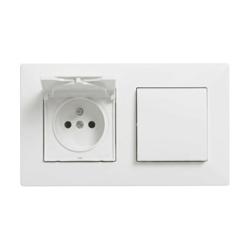 Legrand - Kućna utičnica i jednopolni prekidač br. 1 s okvirom NILOE STEP 250V bijela