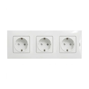 Legrand - Trojna kućna SCHUKO utičnica s okvirom NILOE 250V bijela