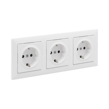 Legrand - Trostruka kućna SCHUKO utičnica s okvirom SUNO 250V bijela