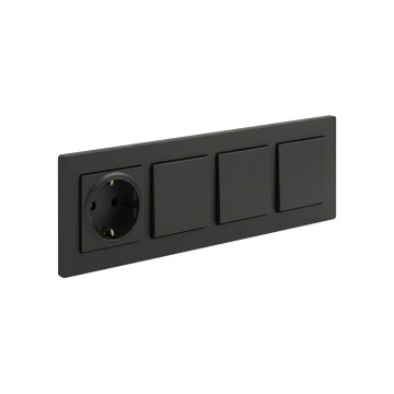 Legrand - Trostruki jednopolni prekidač br. 1 i kućna SCHUKO utičnica s okvirom NILOE STEP 250V crna
