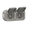 Legrand - Vanjska dvostruka utičnica 250V/16A PLEXO IP55 siva