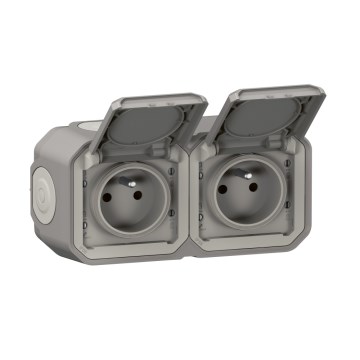 Legrand - Vanjska dvostruka utičnica 250V/16A PLEXO IP55 siva