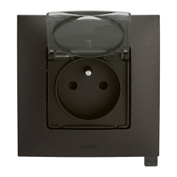 Legrand - Vanjska kućna utičnica s okvirom NILOE 250V IP44 crna