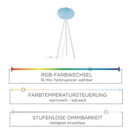 Leuchten Direkt 11212-16 - LED RGBW Prigušiva podna lampa NAOMI LED/10W/230V 2700-5000K Wi-Fi TUYA + daljinski upravljač