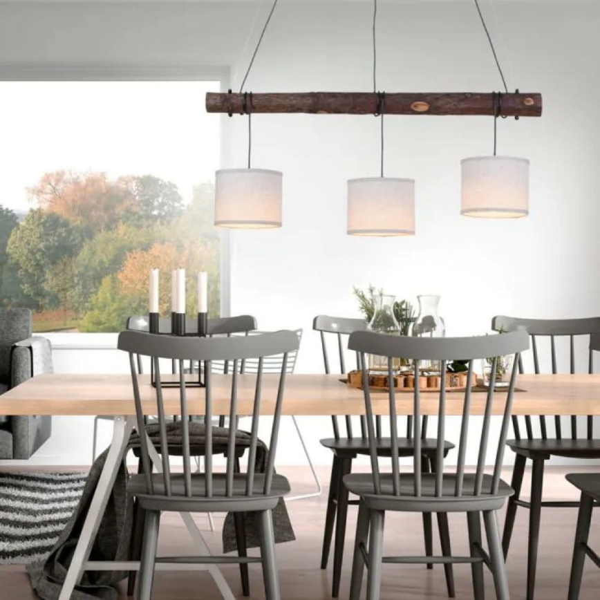 Leuchten Direkt 11238-79 - Luster na užetu BARK 3xE27/40W/230V drvo