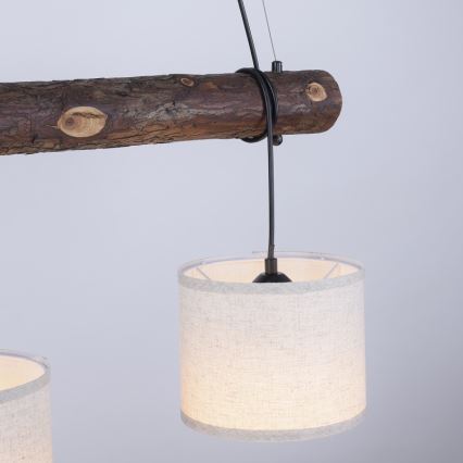 Leuchten Direkt 11238-79 - Luster na užetu BARK 3xE27/40W/230V drvo