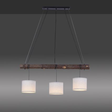 Leuchten Direkt 11238-79 - Luster na užetu BARK 3xE27/40W/230V drvo