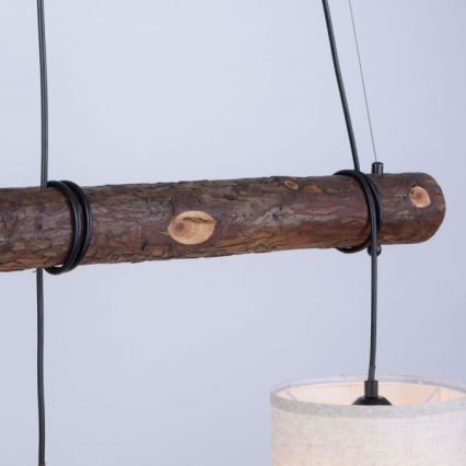Leuchten Direkt 11238-79 - Luster na užetu BARK 3xE27/40W/230V drvo